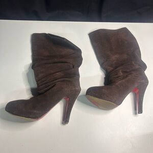 Brown Suede Heeled Boots